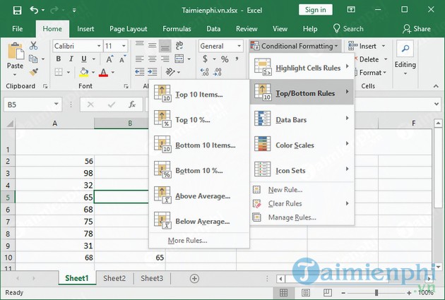 Công thức tô màu trong Excel 3