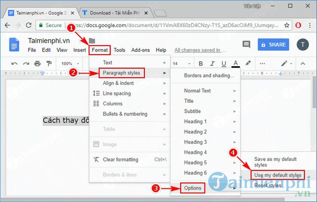 Cách thay đổi font mặc định trên Google Docs