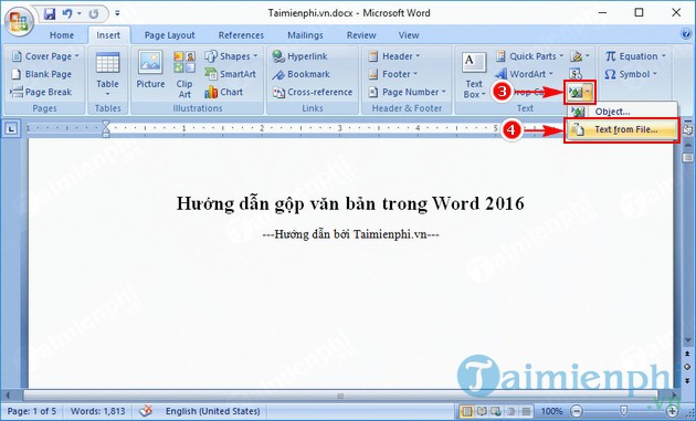 Hướng dẫn gộp văn bản trong Word 2016