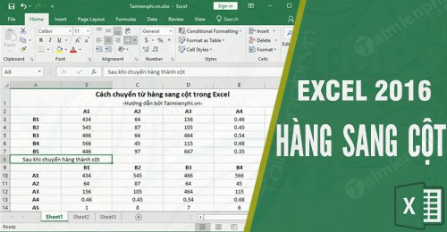 Cách chuyển từ hàng sang cột trong Excel