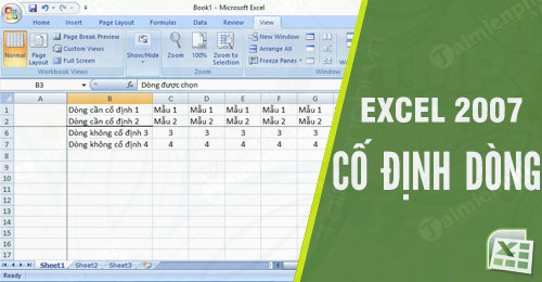 cach co dinh dong trong excel