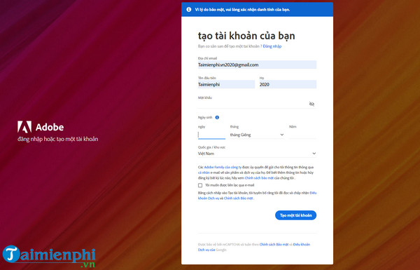 Cách đăng ký tài khoản Adobe mới nhất
