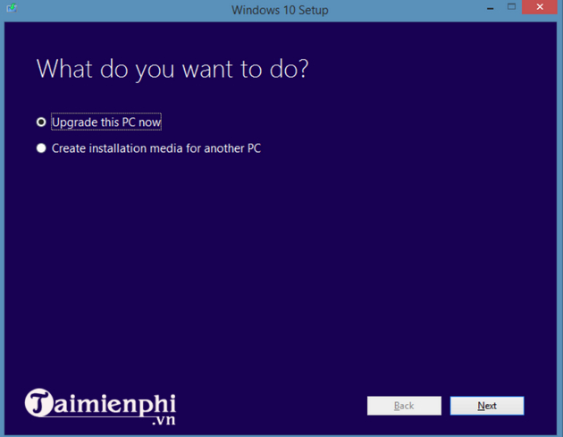 Update Windows 10 bằng Media Creation Tool