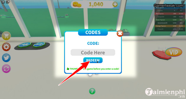 how to enter giftcode dream island tycoon