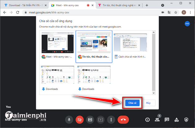 cach chia se man hinh google meet tren dien thoai