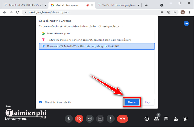 cach chia se man hinh google meet tren may tinh