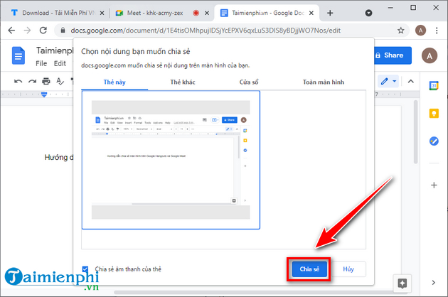 cach chia se man hinh google meet tren dien thoai android