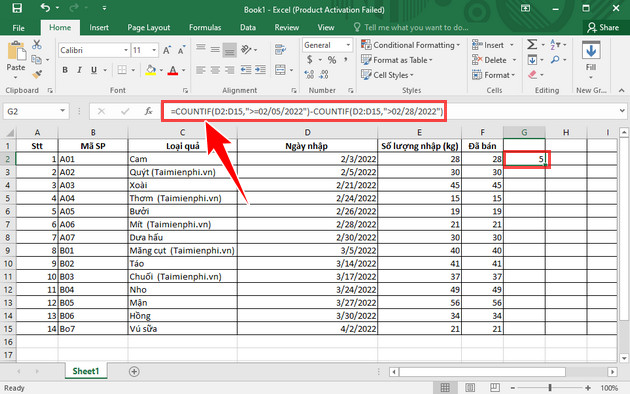Cách dùng hàm COUNTIFS trong Excel, hàm đếm theo nhiều điều kiện