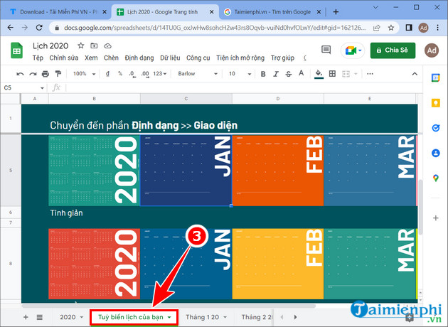 cach lam lich trong google sheet