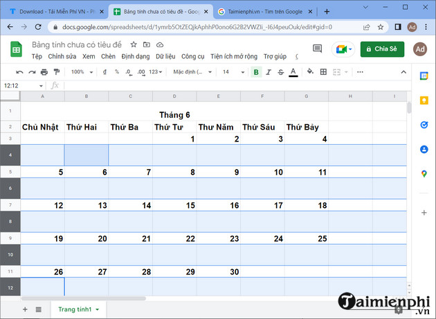 lam lich tren google sheets