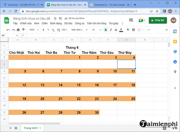 them lich tren google sheets