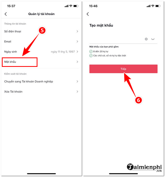 cach tao mat khau dang nhap tiktok