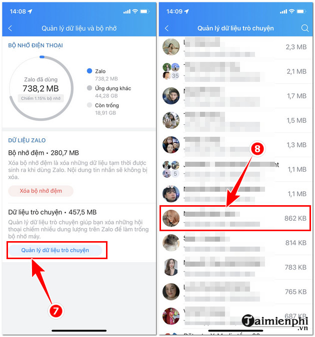 Cách xóa bộ nhớ đệm Zalo trên điện thoại Android, iPhone 9 xoa bo nho dem zalo tren iphone