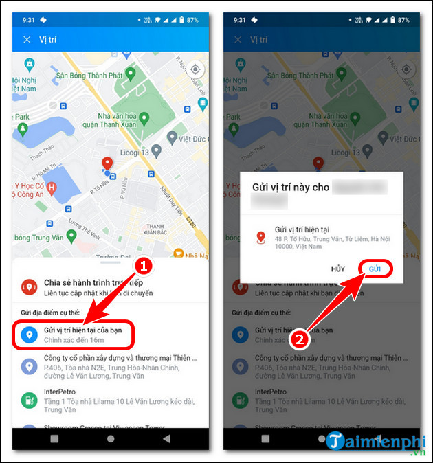 cach gui dinh vi qua zalo cho android