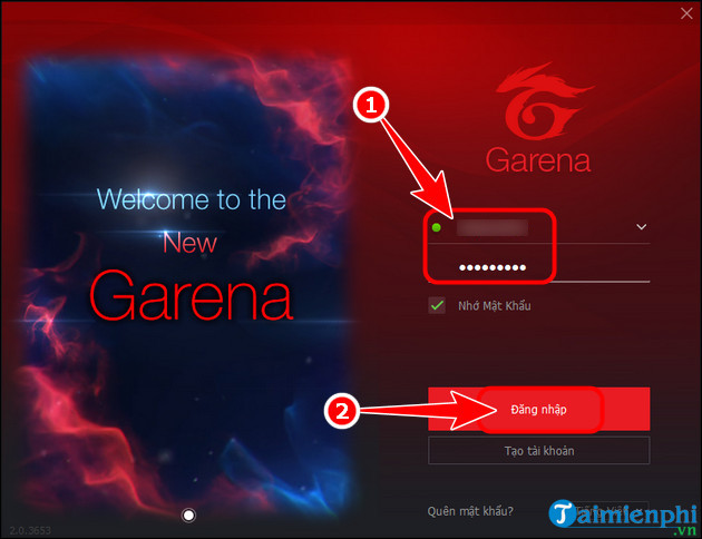 dang nhap tai khoan garena pc