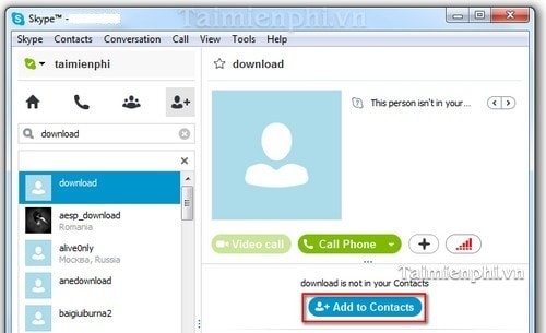 Kết bạn trên Skype, thêm mới bạn bè trong nick chat Skype