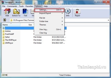 WinRAR - Bật tính năng tự động xóa các file tạm thời