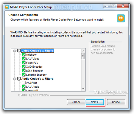 Cách cài Media Player Code Pack nghe nhạc, xem Video