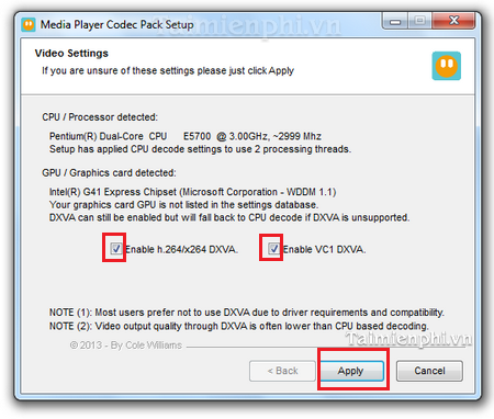 Cách cài Media Player Code Pack nghe nhạc, xem Video