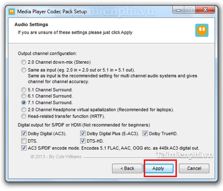 Cách cài Media Player Code Pack nghe nhạc, xem Video