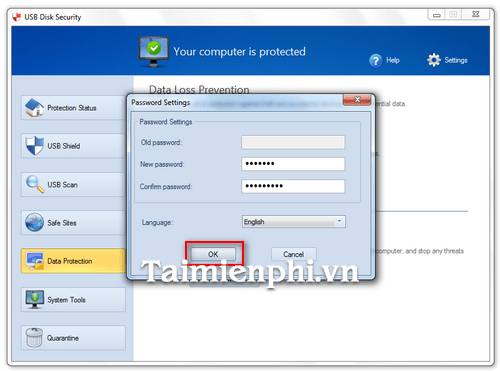 cai mat khau USB tren USB Disk Security