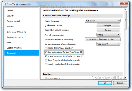 Teamviewer - Cách tắt trạng thái online trên Teamviewer