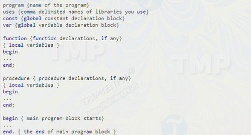 Cấu trúc 1 chương trình Pascal