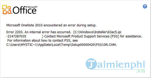 Sửa lỗi Error 2203 