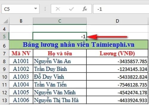 doi so am thanh so duong trong excel