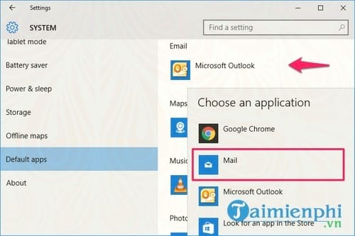 sua loi outlook there is no email program associated to perform the requested action tren windows 10 7