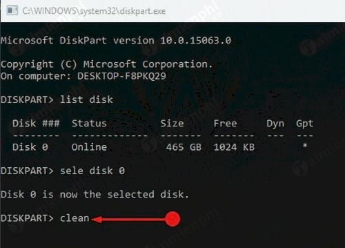 Cách xóa ổ đĩa Windows 10 với DiskPart