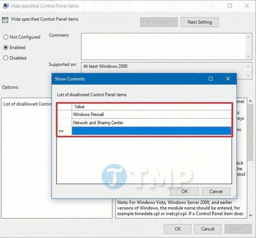 Thiết lập hạn chế quyền truy cập Control Panel và Settings trên Windows 10