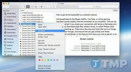 Khôi phục file và tài liệu TextEdit bị mất trên Mac