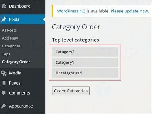 Cách sắp xếp danh mục WordPress