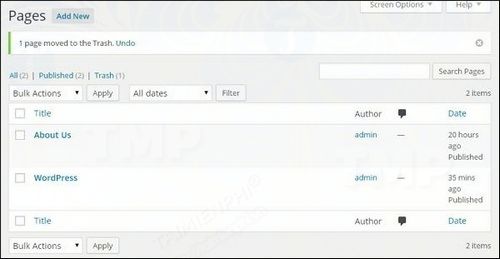 how to delete page delete page in wordpress 5