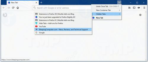 mozilla firefox an cac tab giam lon xon