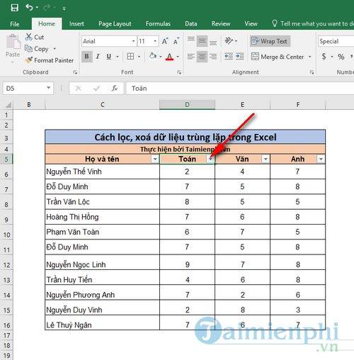 Cách lọc, xoá dữ liệu trùng lặp trong file Excel