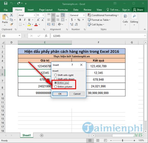 [TaiMienPhi.Vn] Cách chèn thêm hàng trong Excel 2016, 2013, 2007, 2010, 2003
