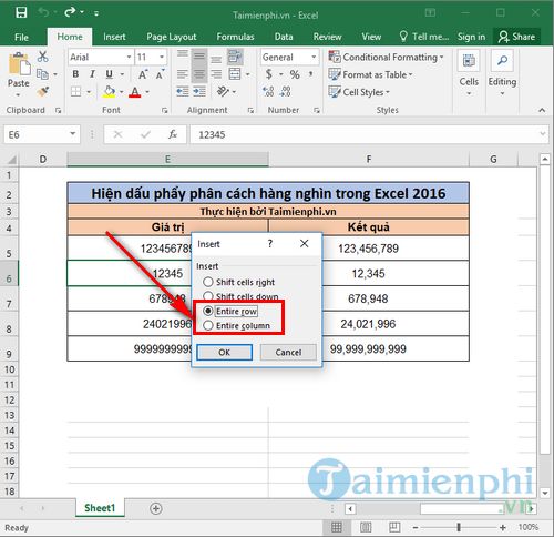 Cách chèn thêm hàng trong Excel