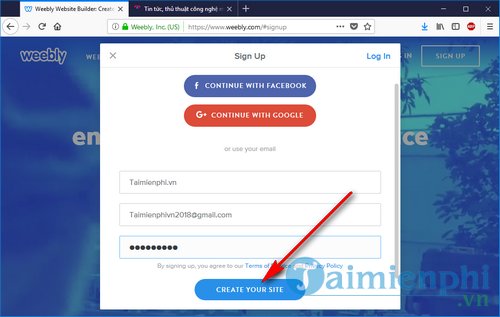 Cách đăng ký Weebly