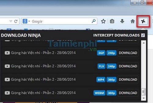 Cài đặt Download Ninja trên trình duyệt Firefox và Google Chrome