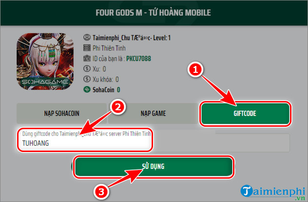 huong dan nhan code tu hoang mobile