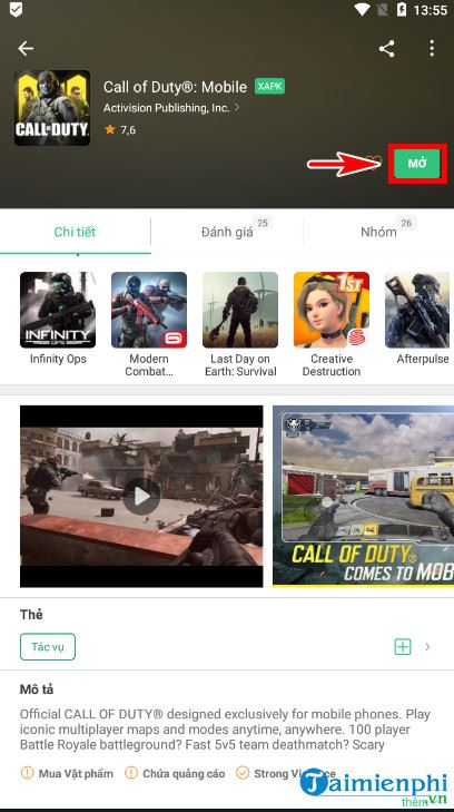 cach tai va choi call of duty mobile tren android 7