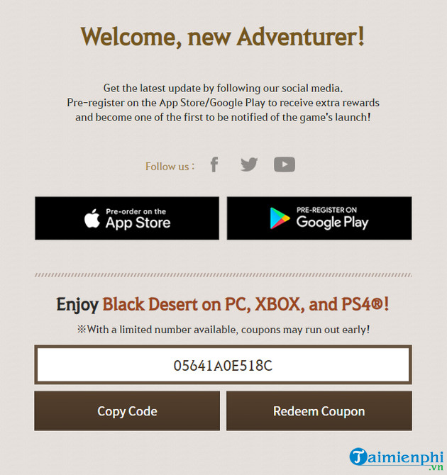 Hướng dẫn nhận miễn phí game Black Desert
