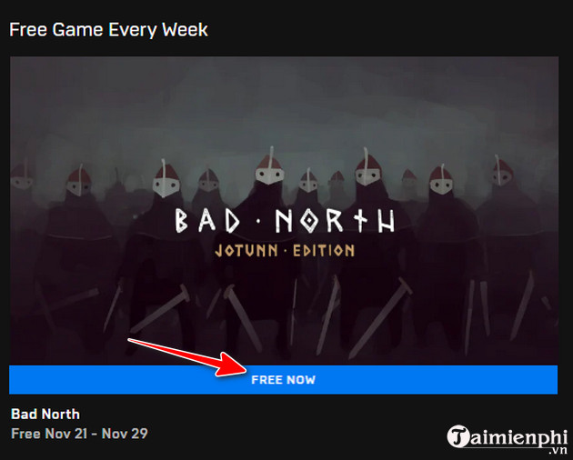 Nhận miễn phí game Bad North trên Epic Games Store