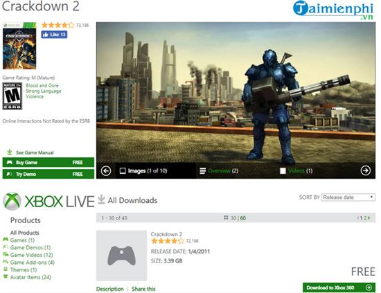 Hướng dẫn tải miễn phí Crackdown và Crackdown 2 cho Xbox