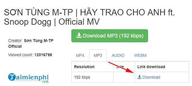Cách tải MP3, MP4 Hãy Trao Cho Anh về máy tính và điện thoại