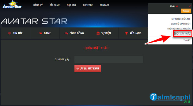 Cách lấy lại mật khẩu tài khoản Avatar Star Online