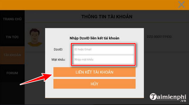 Cách liên kết tài khoản GUEST với Dzo ID TS Online Mobile