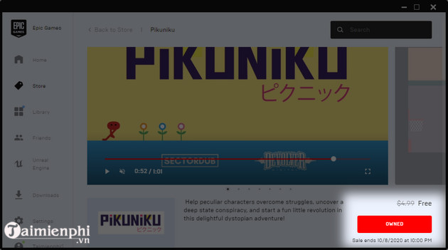 cach tai va choi mien phi game pikuniku tren epic store